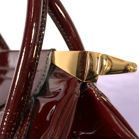 Valentino Garavani Burgundy Patent Leather Tote Bag - Picture 7 of 14